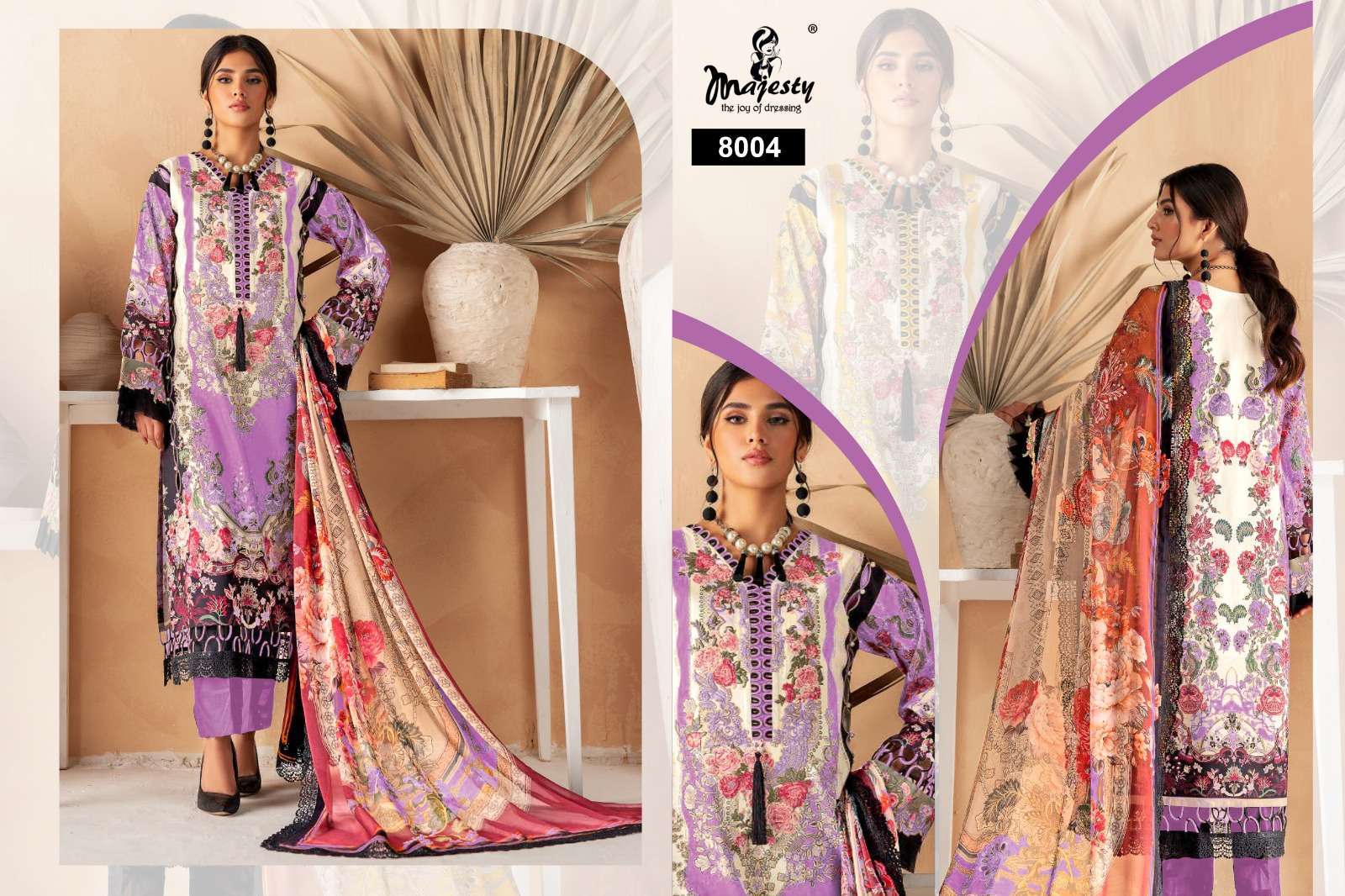 CHEVRON LAWN VOL-8 SERIES 8001 TO 8006 BY MAJESTY DESIGNER WITH PRINTED PAKISTANI STYLE JAM COTTON SUITS ARE AVAILABLE AT WHOLESALE PRICE